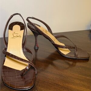 Christian Louboutin Brown Kitten Heels Elegant Design